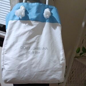 Dolce & Gabbana White/Light Blue Signature in Gold EUC